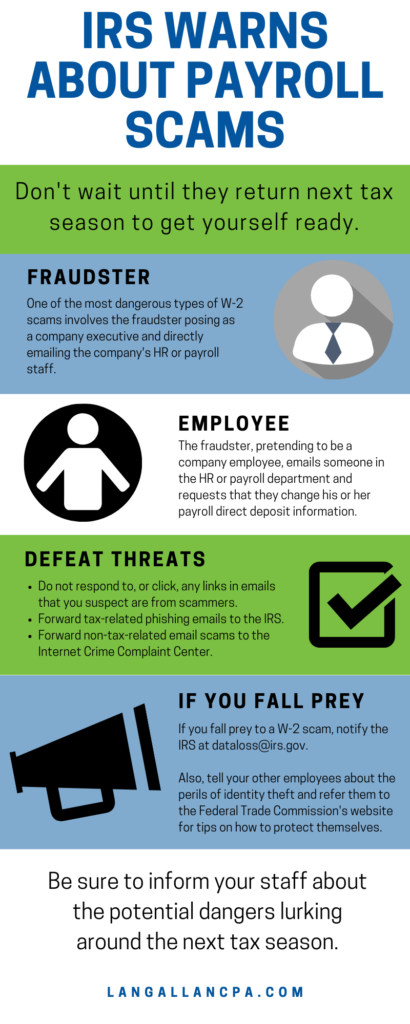 Payroll Scam Infographic | Lang Allan & Company CPA PC